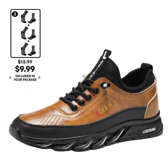 Men's Casual Fashion Orthopedic Hiking Shoes – Anti-Puncture, Anti-Collision, Non-Slip Arch Support Leather Outdoor Sports Shoes for All-Terrain Performance