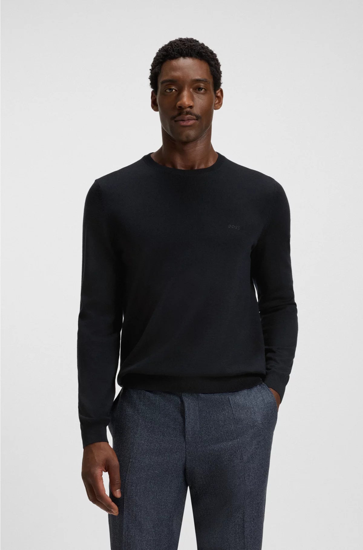 REGULAR-FIT SWEATER IN VIRGIN WOOL WITH EMBROIDERED LOGO