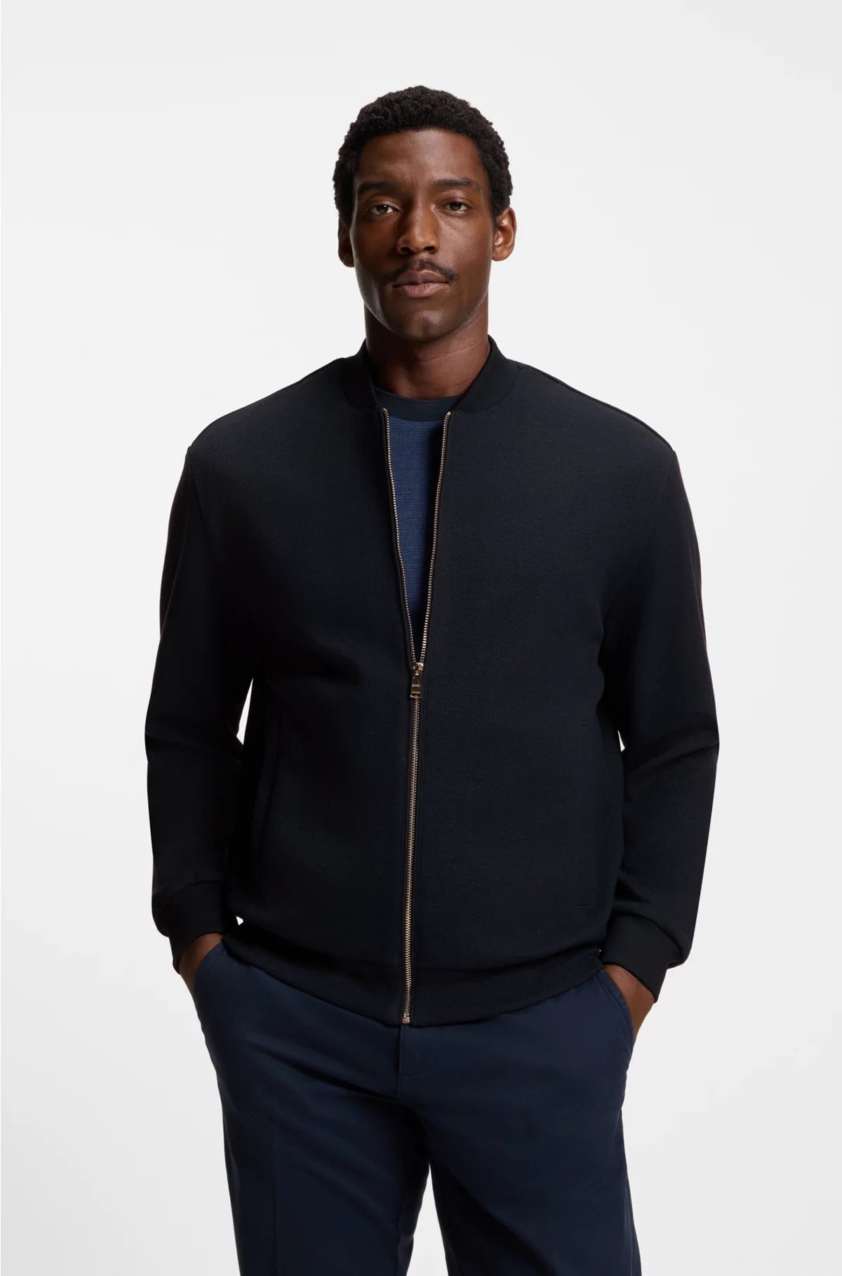 ZIP-UP SWEATSHIRT IN COTTON-LINEN PIQUE