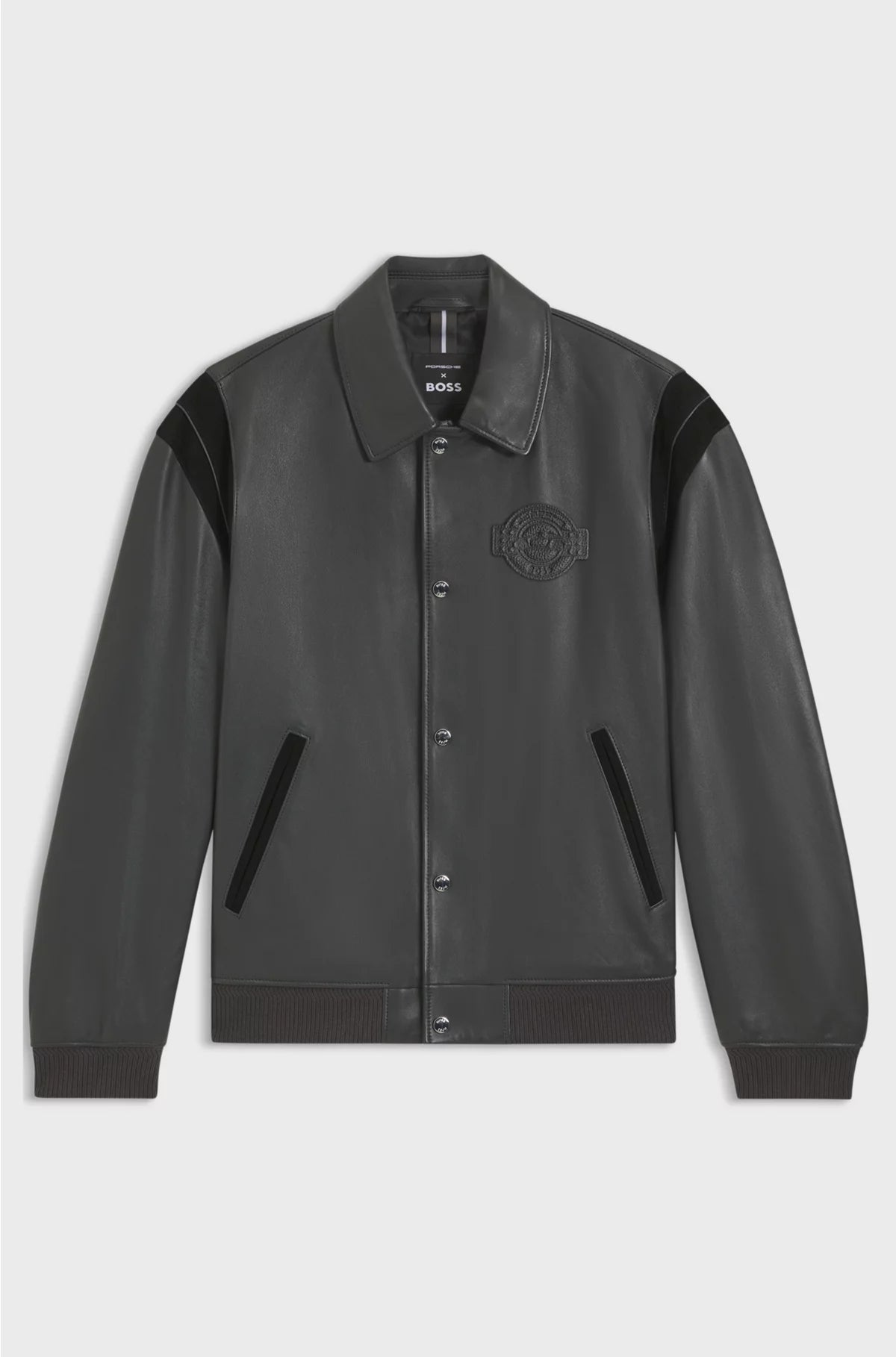 LEATHER JACKET WITH CONTRAST DETAILS