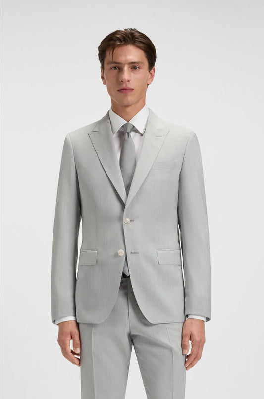 TWO-PIECE SLIM-FIT SUIT IN PATTERNED VIRGIN WOOL