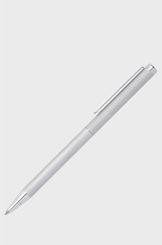 CHROME BALLPOINT PEN WITH ENGRAVED PATTERN