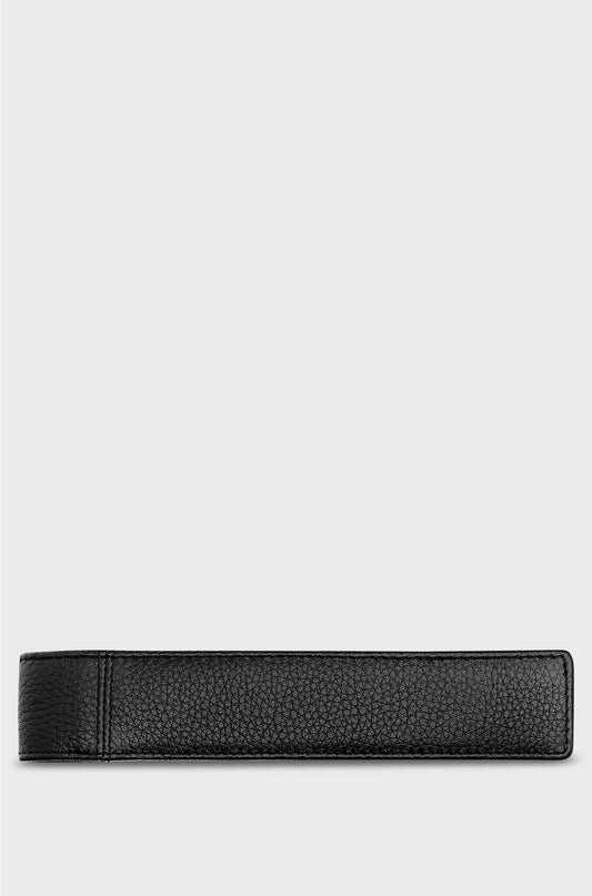 GRAINED-LEATHER PEN POUCH IN BLACK