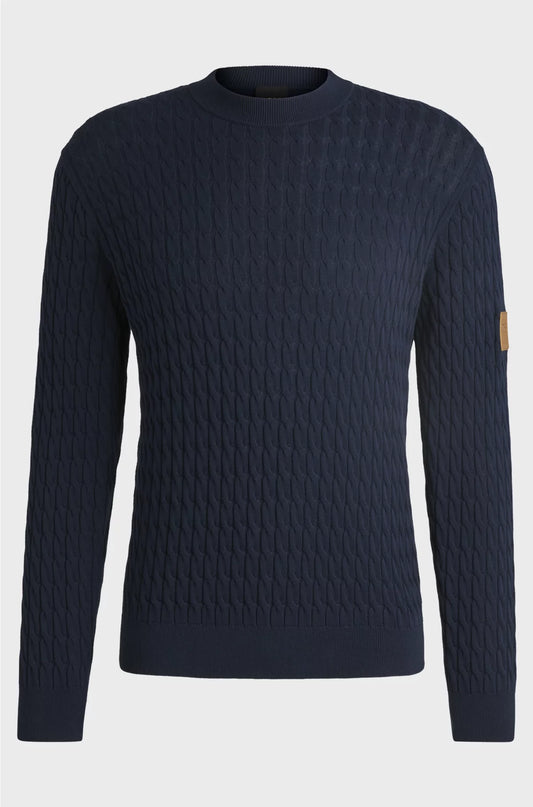 EQUESTRIAN COTTON SWEATER WITH CABLE STRUCTURE