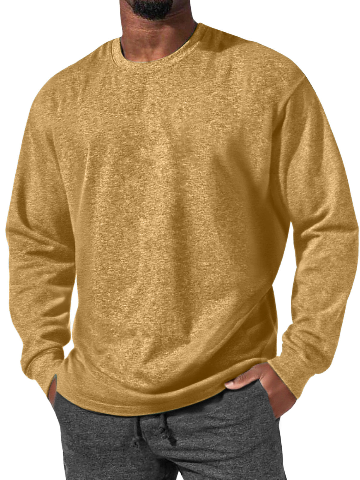Men's Simple Everyday Comfortable Round Neck Long Sleeve T-shirt