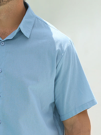 Men's Simple Solid Color Casual Short Sleeve Shirt