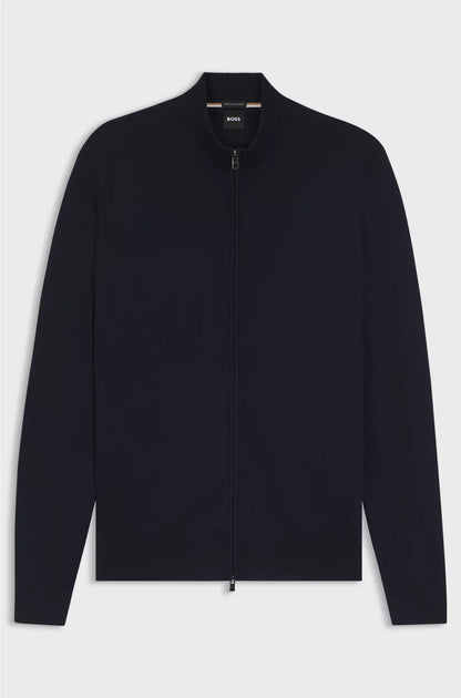 ZIP-UP KNITTED CARDIGAN IN VIRGIN WOOL