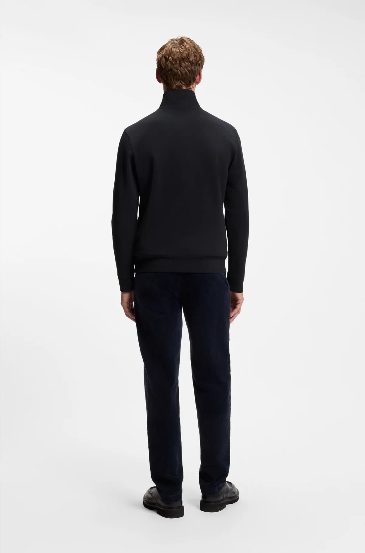 ZIP-NECK SWEATSHIRT IN COTTON TERRY WITH LOGO PATCH