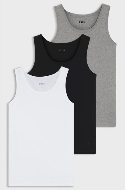 THREE-PACK OF COTTON UNDERWEAR VESTS WITH EMBROIDERED LOGOS