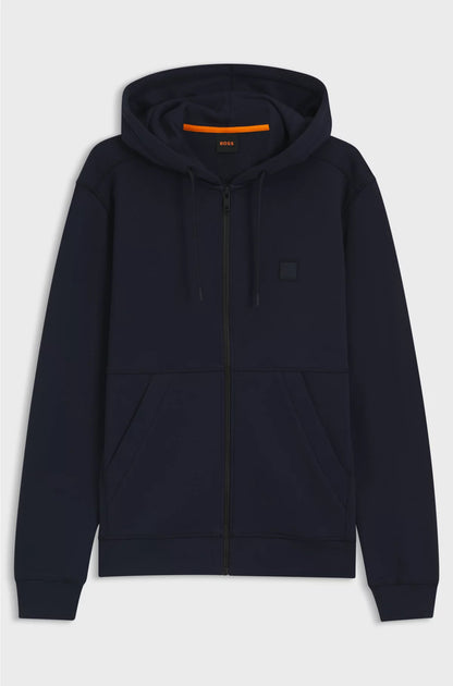 COTTON-TERRY ZIP-UP HOODIE WITH TONAL LOGO PATCH