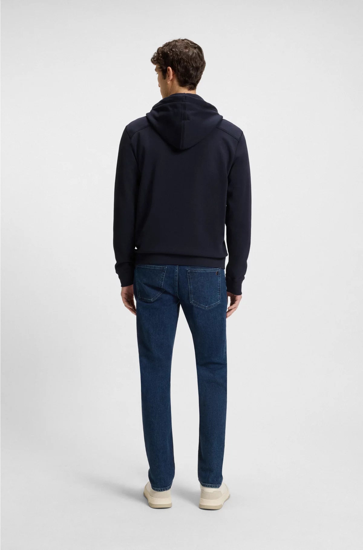 COTTON-TERRY ZIP-UP HOODIE WITH TONAL LOGO PATCH