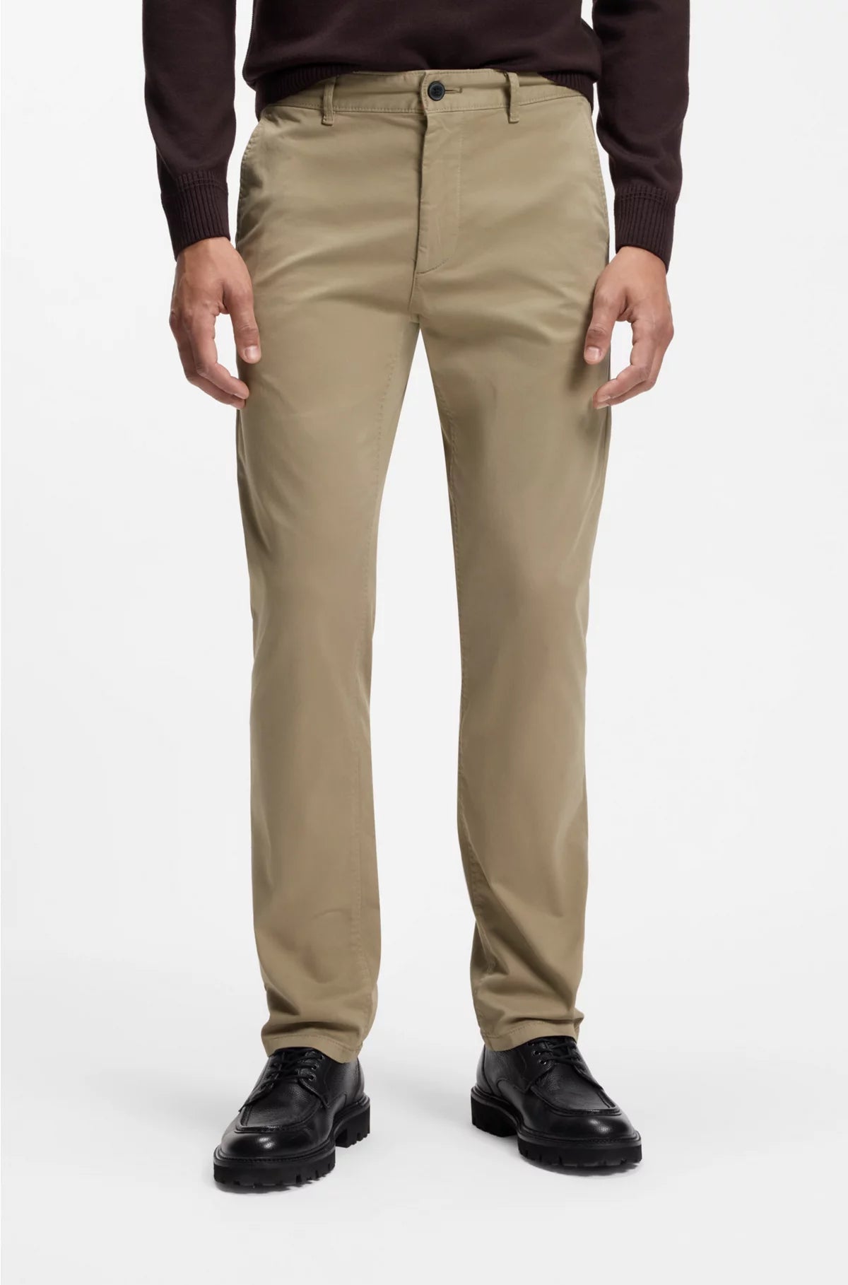 SLIM-FIT TROUSERS IN STRETCH-COTTON SATIN