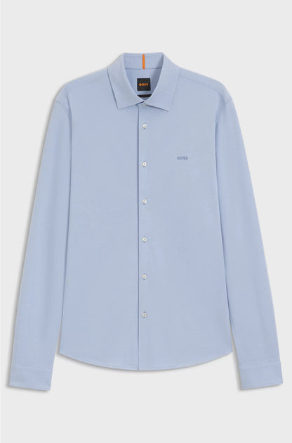 SLIM-FIT SHIRT IN MELANGE COTTON PIQUE