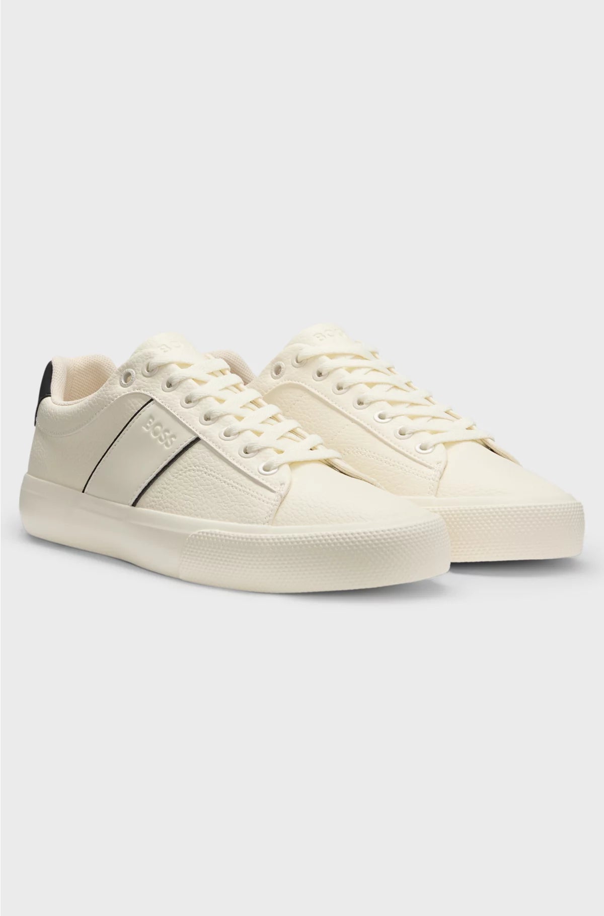 FAUX-LEATHER TRAINERS WITH PLAIN AND GRAINED TEXTURES
