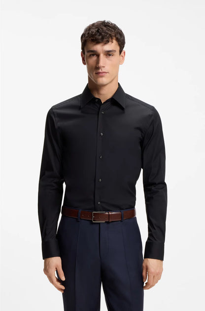 SLIM-FIT SHIRT IN COTTON-BLEND STRETCH POPLIN