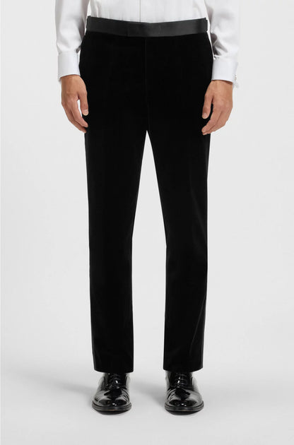 SLIM-FIT TUXEDO TROUSERS IN COTTON VELVET