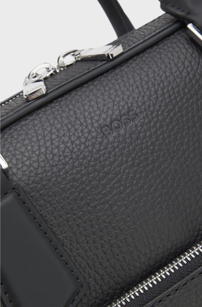 GRAINED ITALIAN-LEATHER DOCUMENT CASE WITH EMBOSSED LOGO