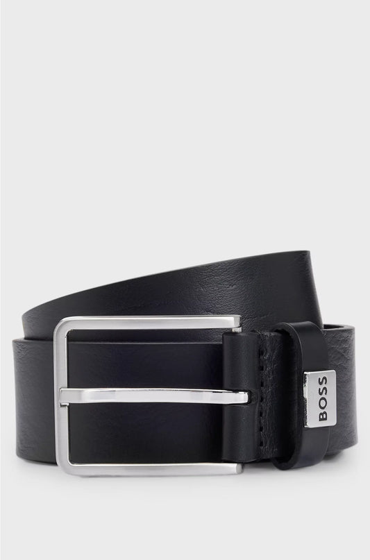 ITALIAN-LEATHER BELT WITH LOGO KEEPER