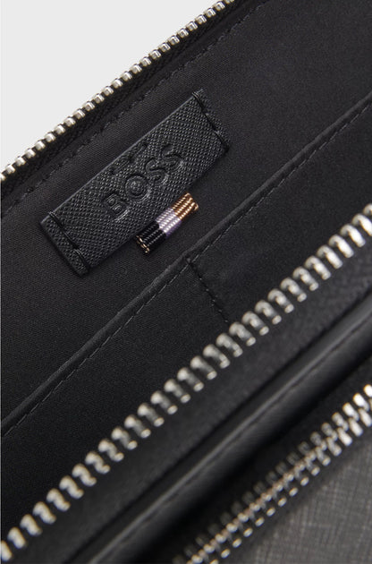 STRUCTURED CROSSBODY BAG WITH BRANDED TRIMS