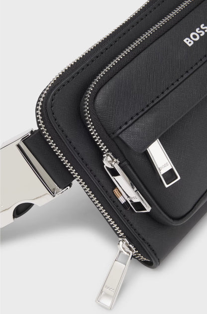 STRUCTURED CROSSBODY BAG WITH BRANDED TRIMS