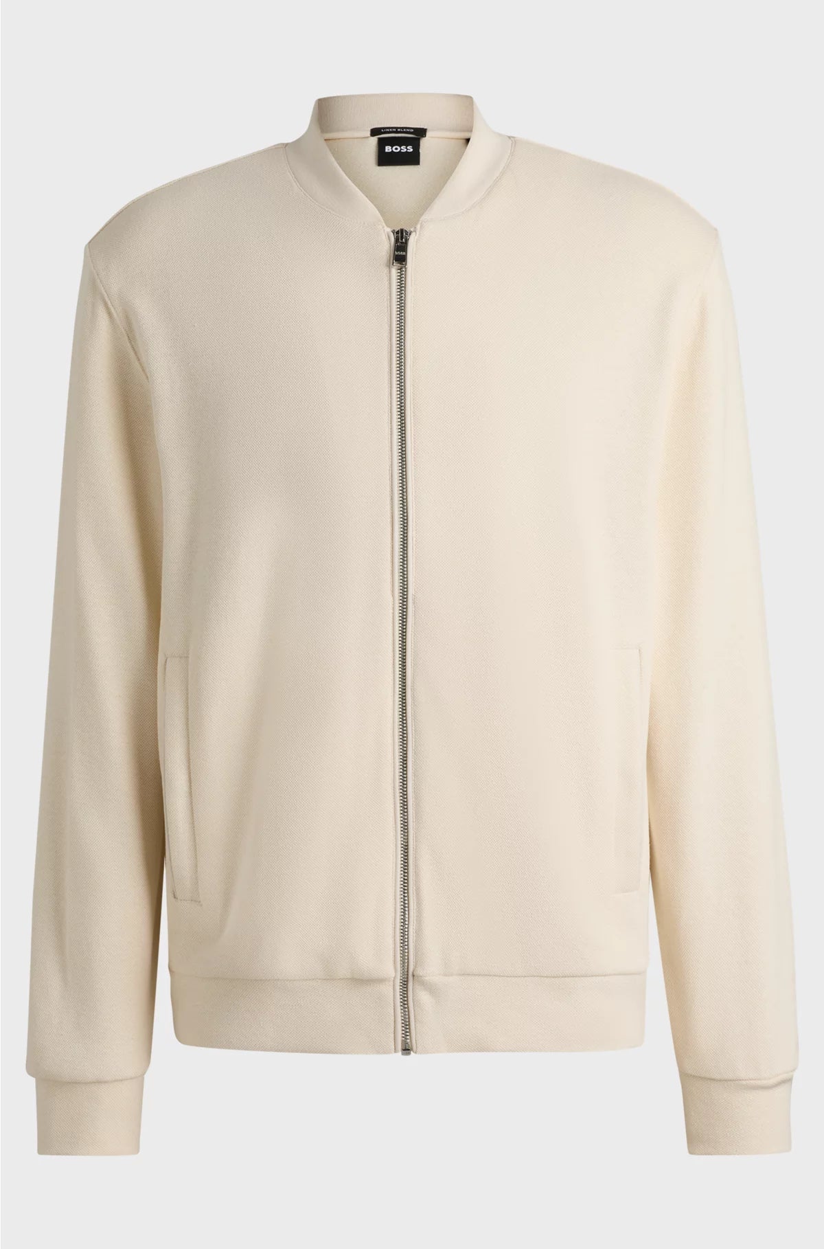 ZIP-UP SWEATSHIRT IN COTTON-LINEN PIQUE