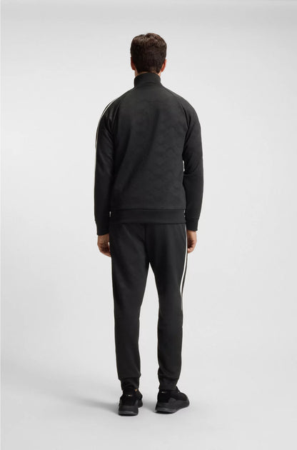 CIRCLE-JACQUARD ZIP-UP SWEATSHIRT WITH SIDE STRIPES