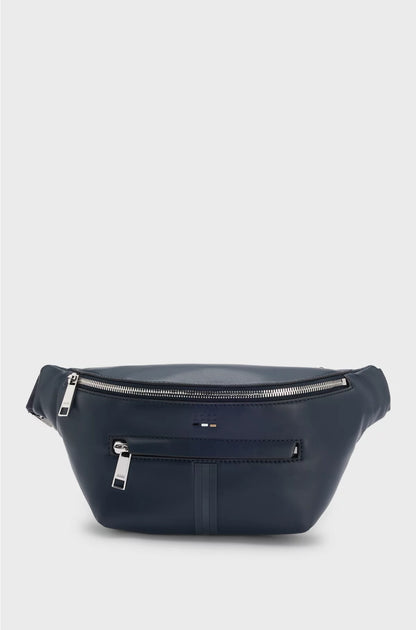 FAUX-LEATHER BELT BAG WITH TEXTURED TRIM