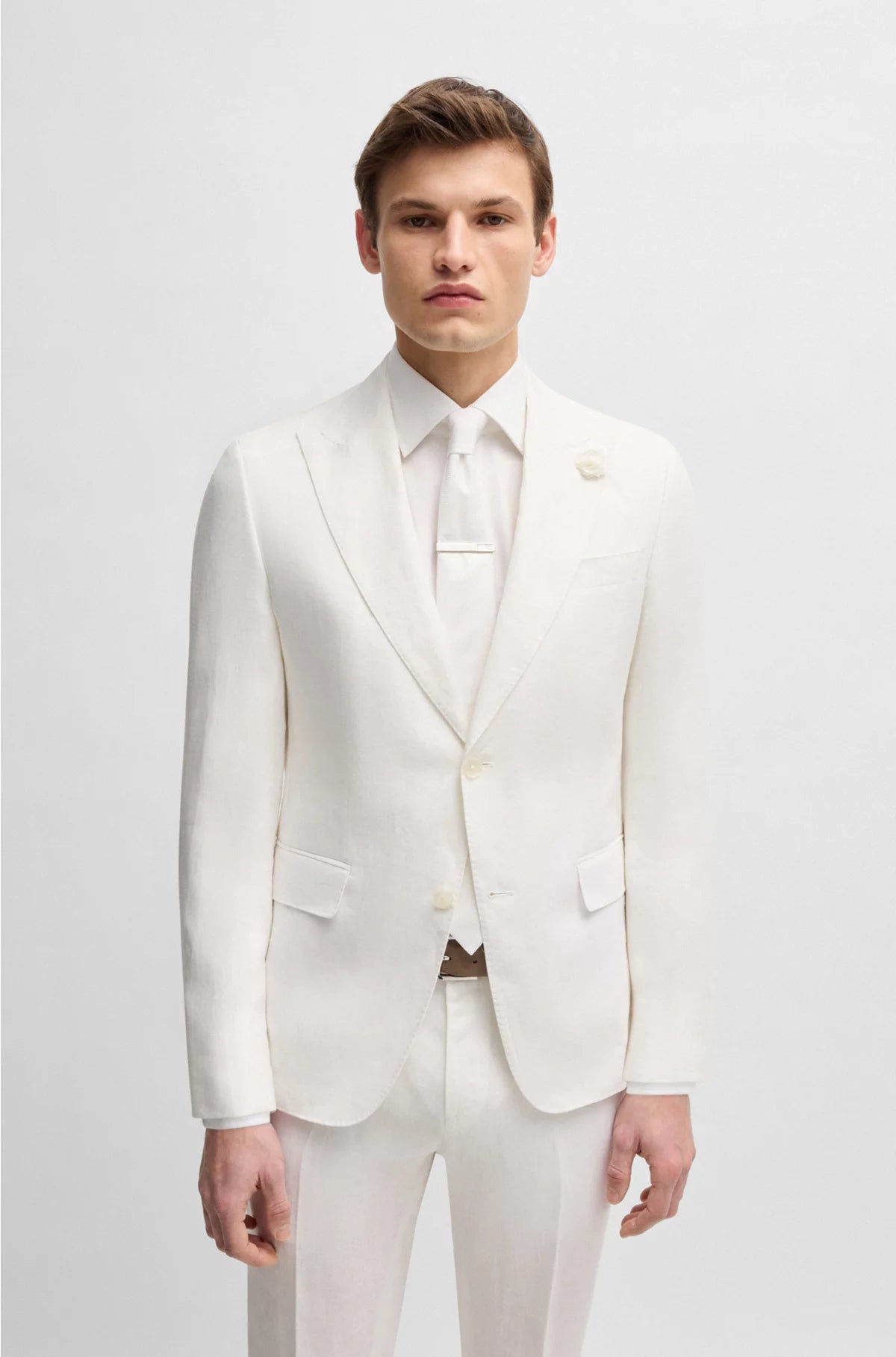 SLIM-FIT BLAZER IN LINEN CANVAS