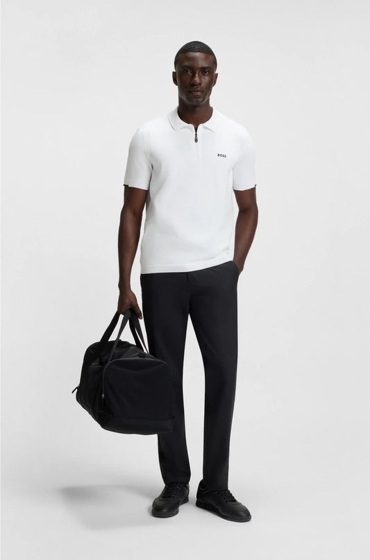 ZIP-NECK KNIT POLO SWEATER IN COTTON