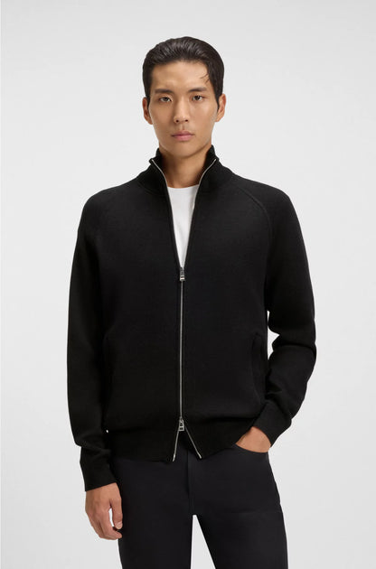 ZIP-UP CARDIGAN IN COTTON AND VIRGIN WOOL