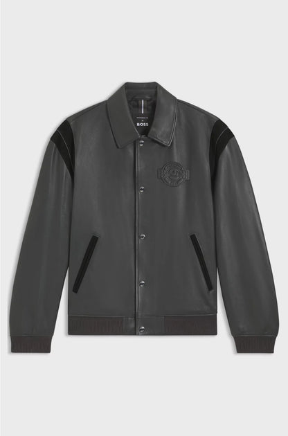 LEATHER JACKET WITH CONTRAST DETAILS