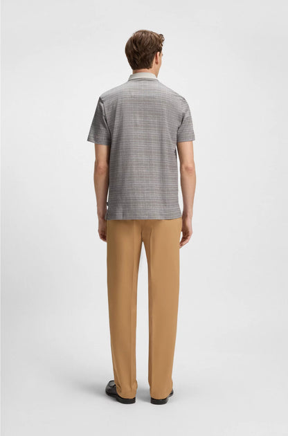 MERCERISED-COTTON POLO SHIRT WITH GRID PATTERN