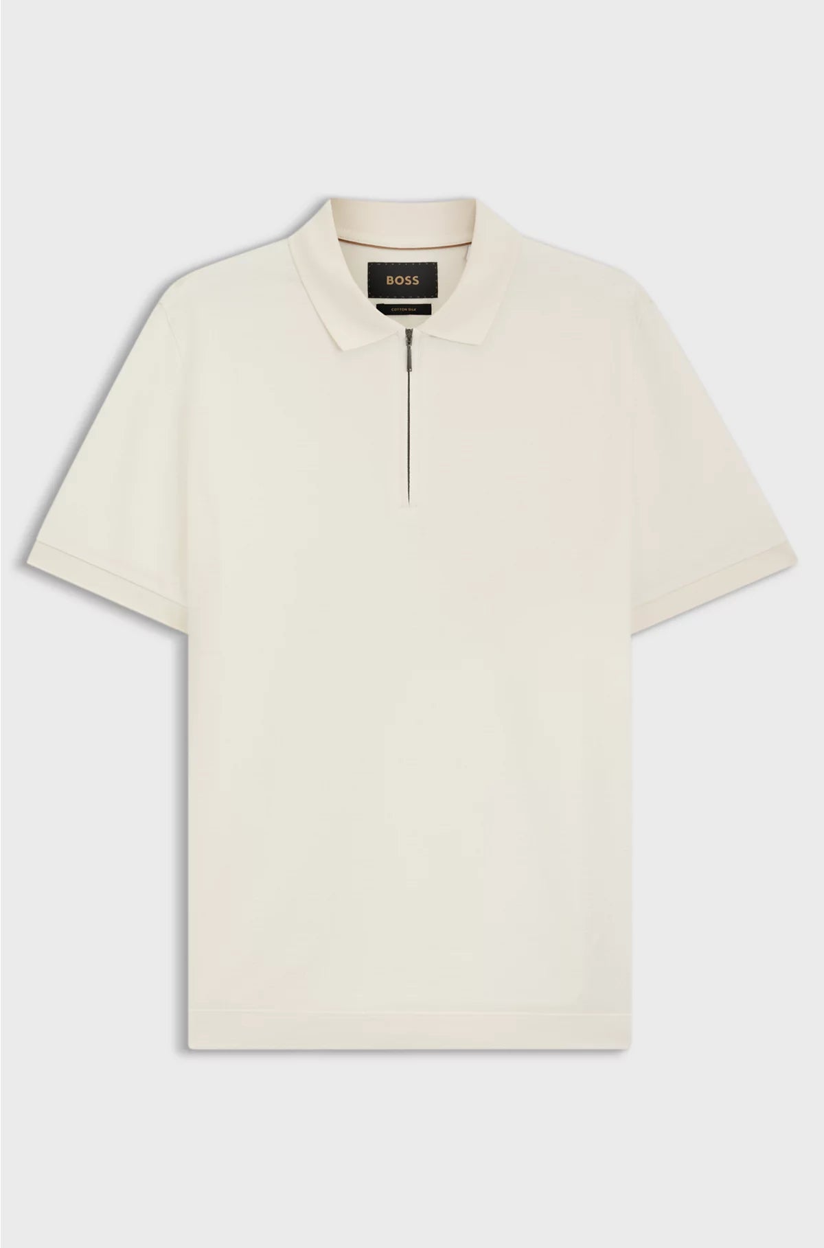 ZIP-NECK POLO SHIRT IN MERCERISED COTTON-SILK JACQUARD