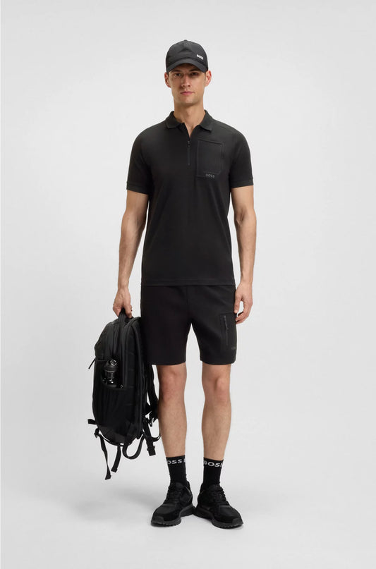 ZIP-NECK POLO SHIRT IN MOISTURE-WICKING STRETCH COTTON