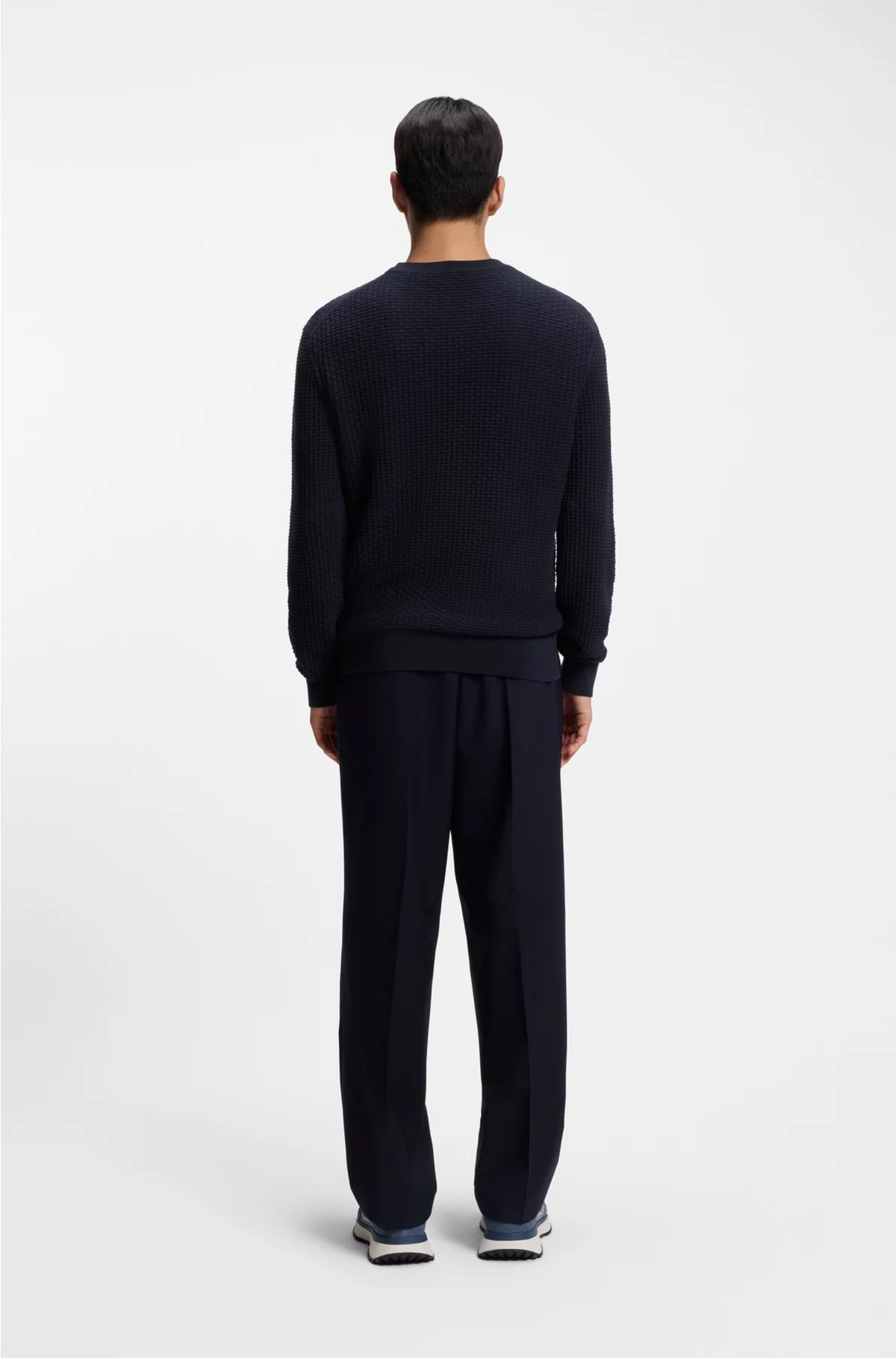 COTTON SWEATER WITH KNITTED STRUCTURE
