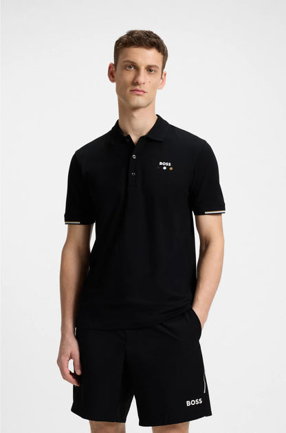 ACTIVE PADDY MERCERISED-COTTON POLO SHIRT WITH GRID TRIMS