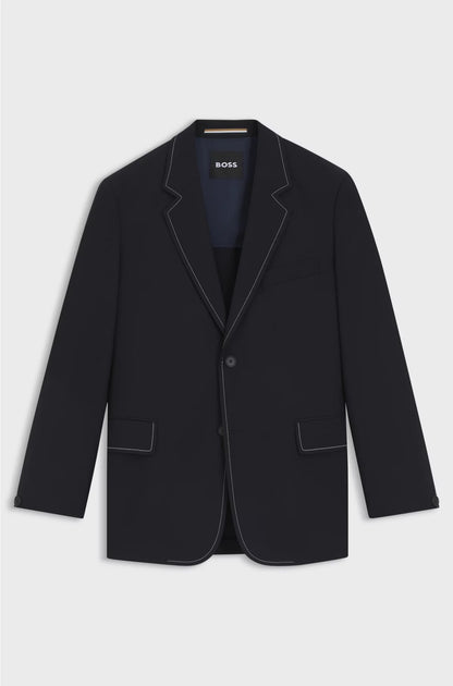 RELAXED-FIT JACKET IN VIRGIN WOOL WITH CONTRAST STITCHING