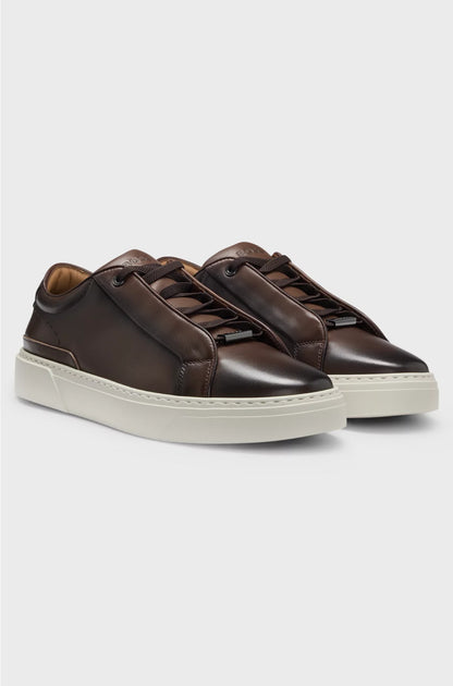 GARY LEATHER TRAINERS WITH HIDDEN LACES
