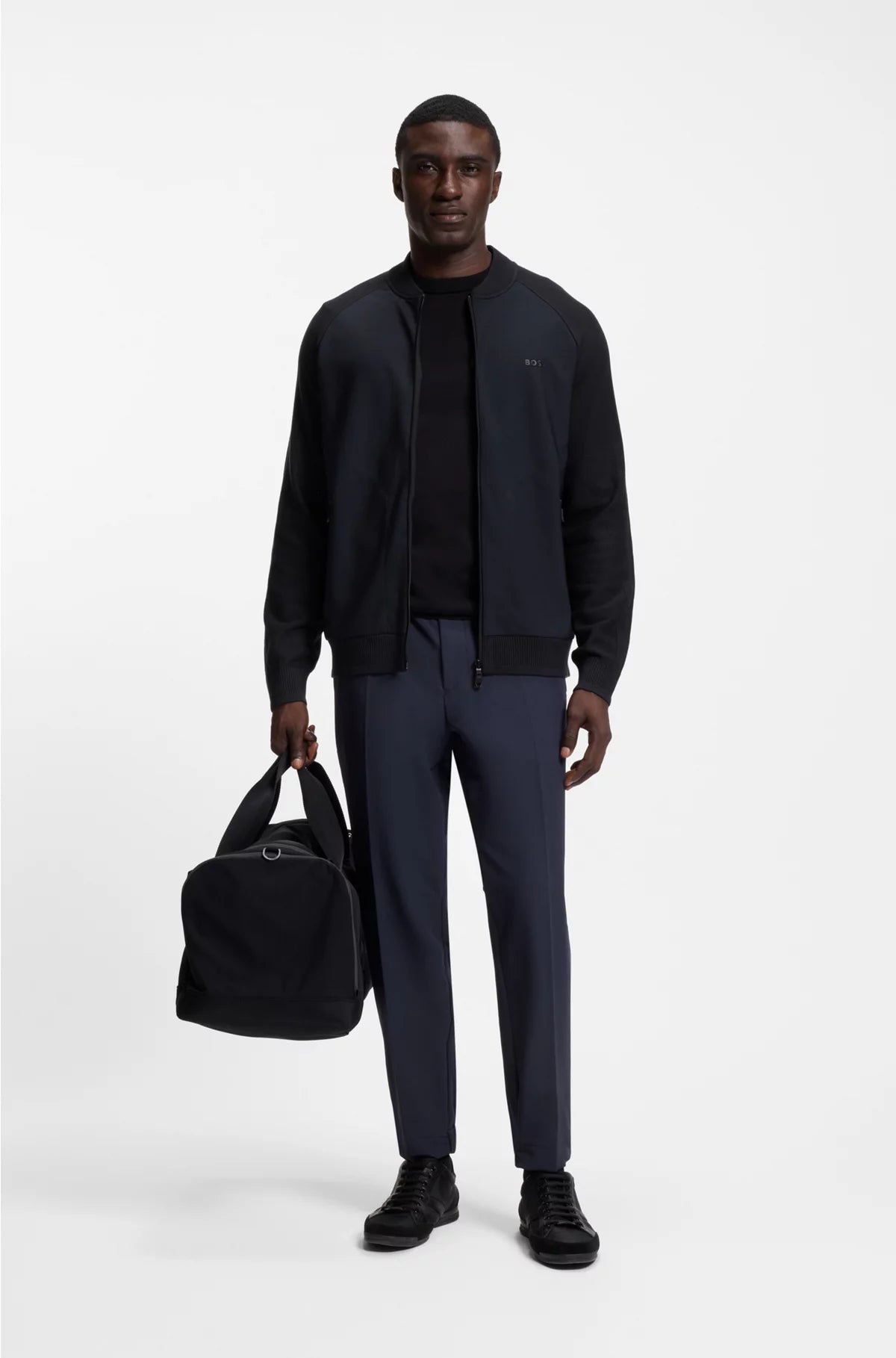 REGULAR-FIT CARDIGAN IN MIXED MATERIALS