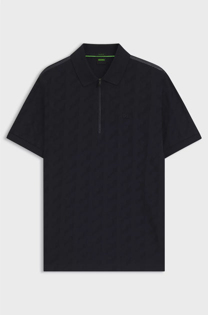 MERCERISED-COTTON POLO SHIRT WITH JACQUARD PATTERN