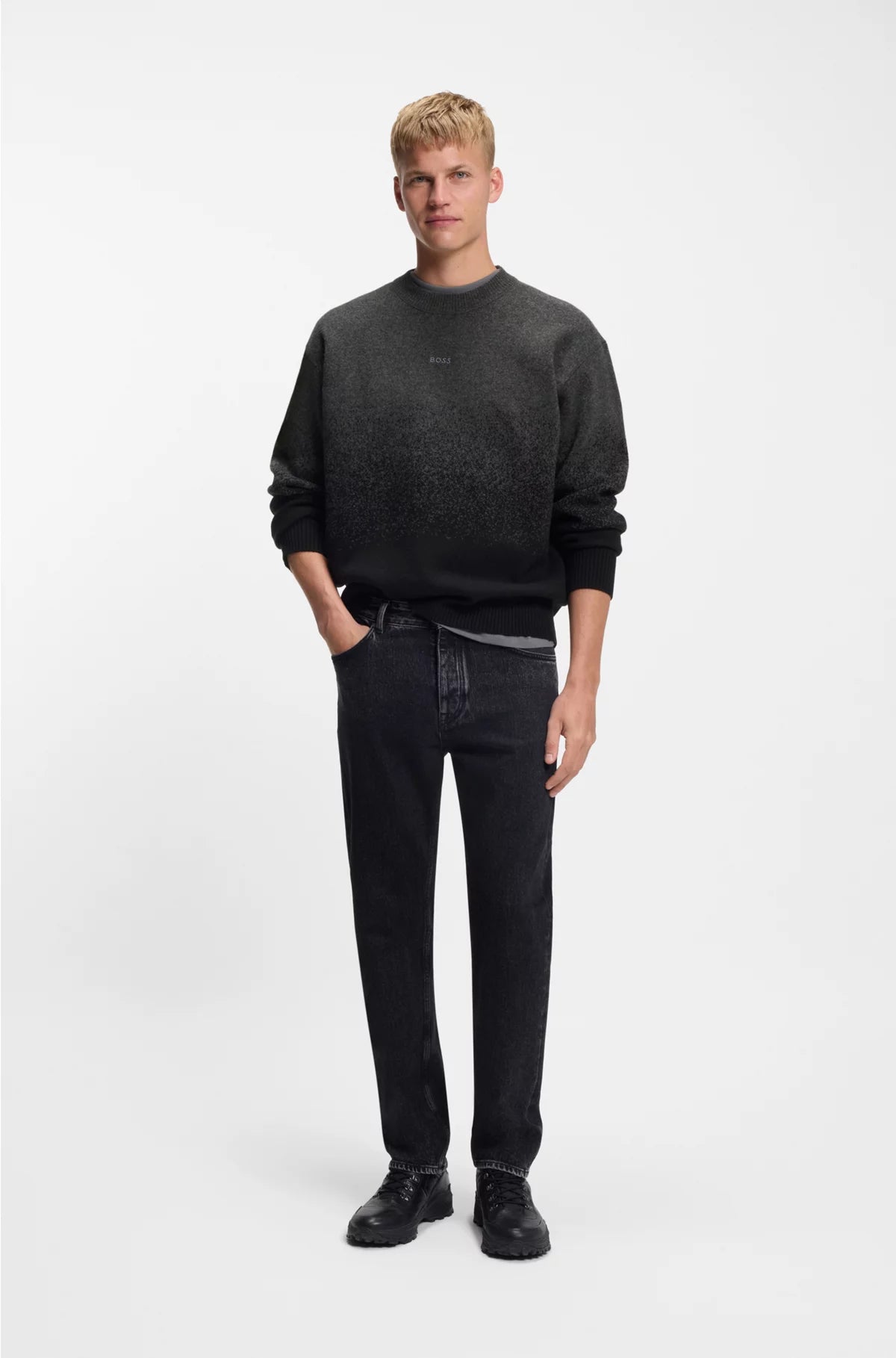 WOOL-BLEND SWEATER WITH DEGRADE PATTERN