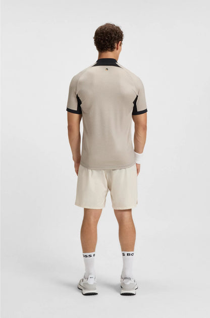 ZIP-NECK SLIM-FIT POLO SHIRT IN MESH JERSEY
