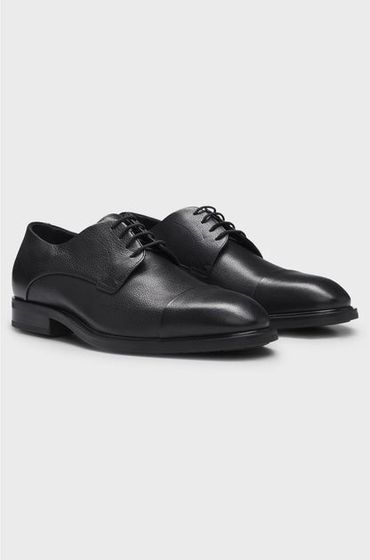CAP-TOE DERBY SHOES IN GRAINED LEATHER