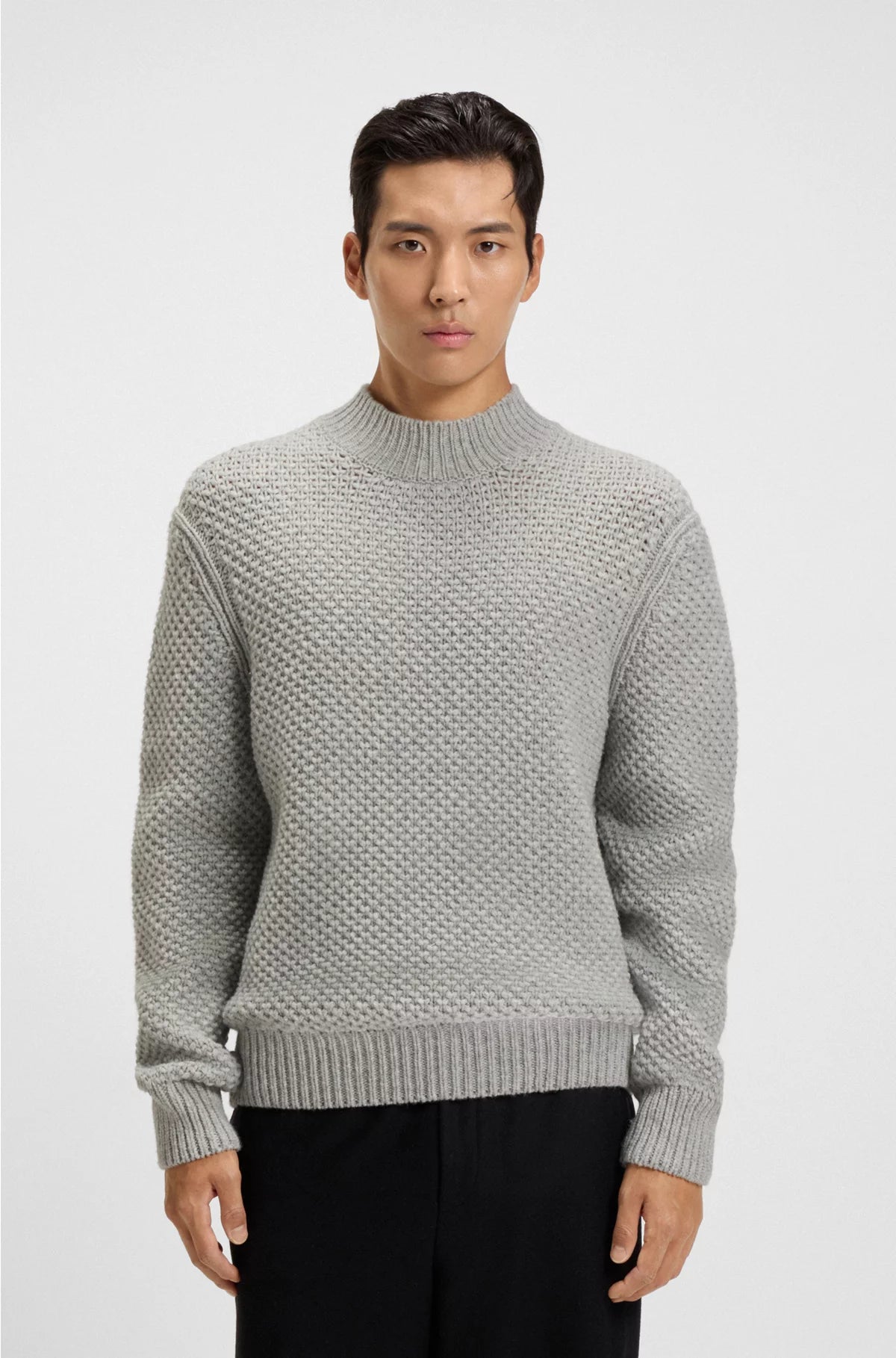 VIRGIN-WOOL SWEATER WITH STRUCTURED KNIT