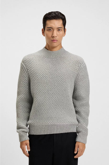 VIRGIN-WOOL SWEATER WITH STRUCTURED KNIT