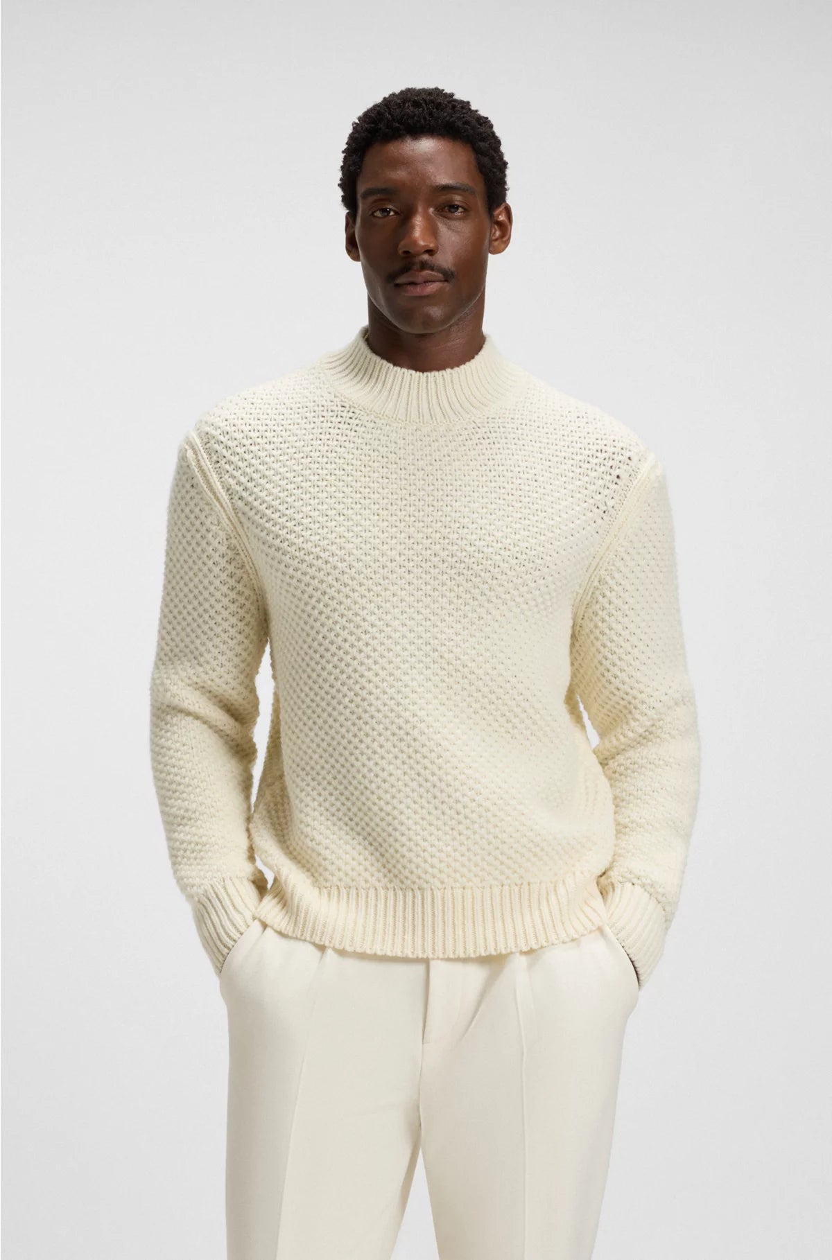 VIRGIN-WOOL SWEATER WITH STRUCTURED KNIT