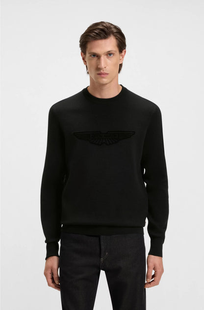 WOOL SWEATER WITH EMBROIDERED LOGO