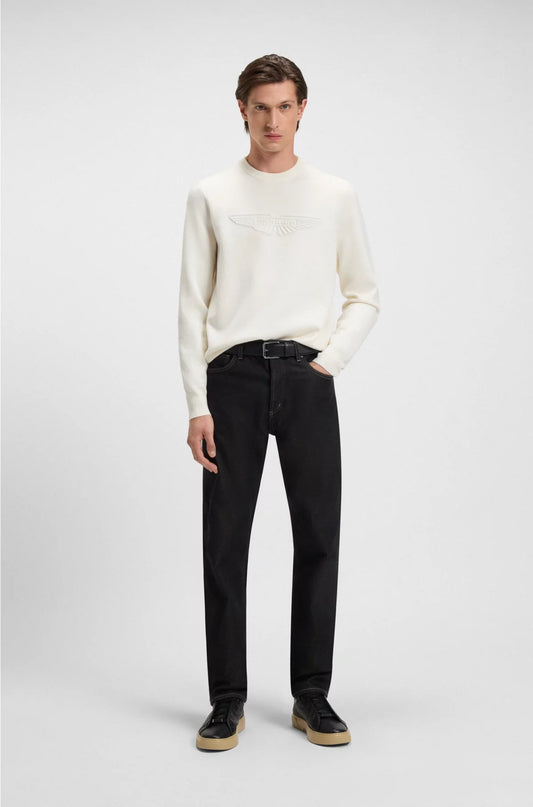 WOOL SWEATER WITH EMBROIDERED LOGO