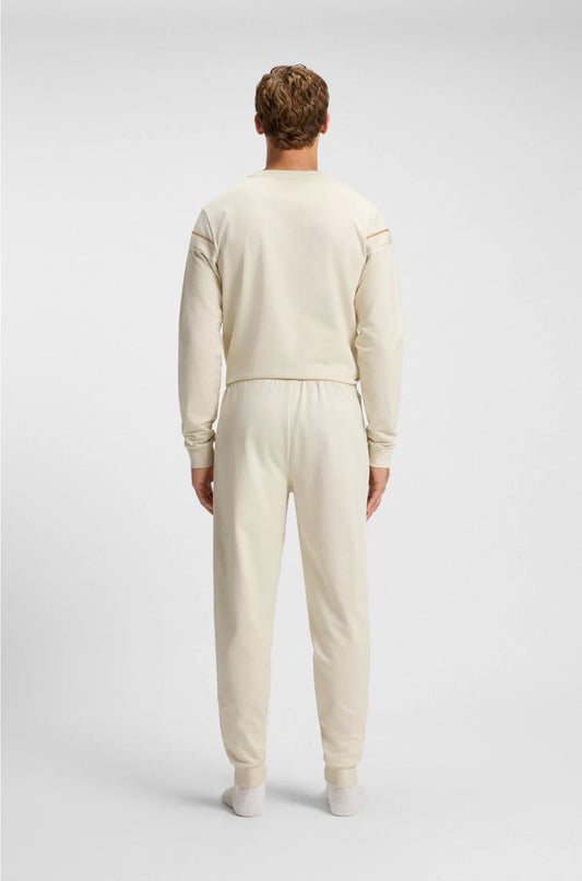 COTTON-TERRY TRACKSUIT BOTTOMS WITH TAPE AND LOGO