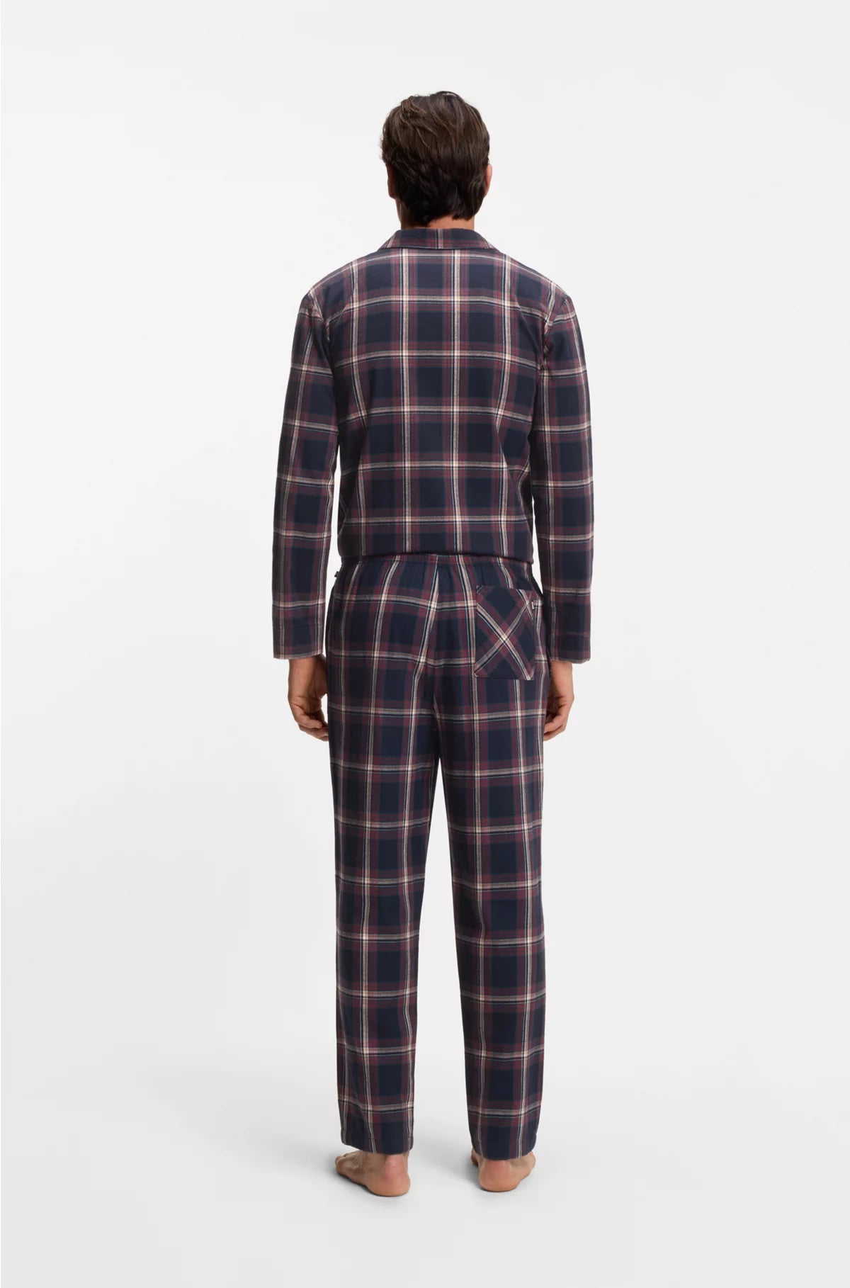 COTTON-BLEND PYJAMA BOTTOMS WITH PLAIN CHECK